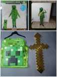 Strój przebranie Creeper Minecraft + złoty miecz.Rozmiar M na 7/8 lat.
