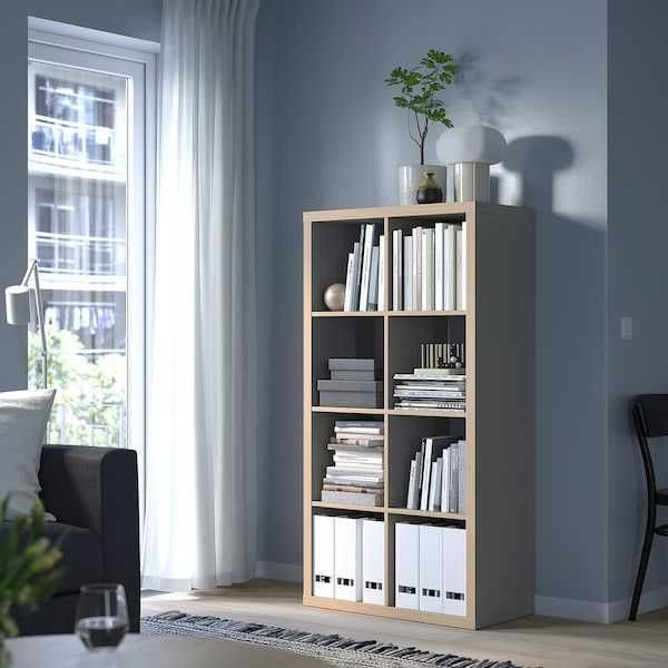 KALLAX Regał, szary/imitacja drewna, 77x147 nowy 2 szt Ikea