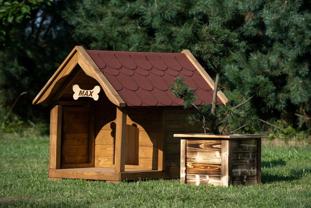 Średnia buda dla psa z tarasem ocieplana Najlepsza OFERTA