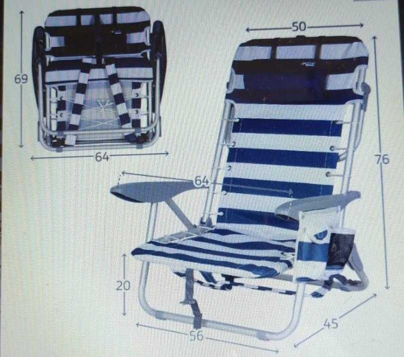 Cadeira de praia mochila com almofada e porta-copo