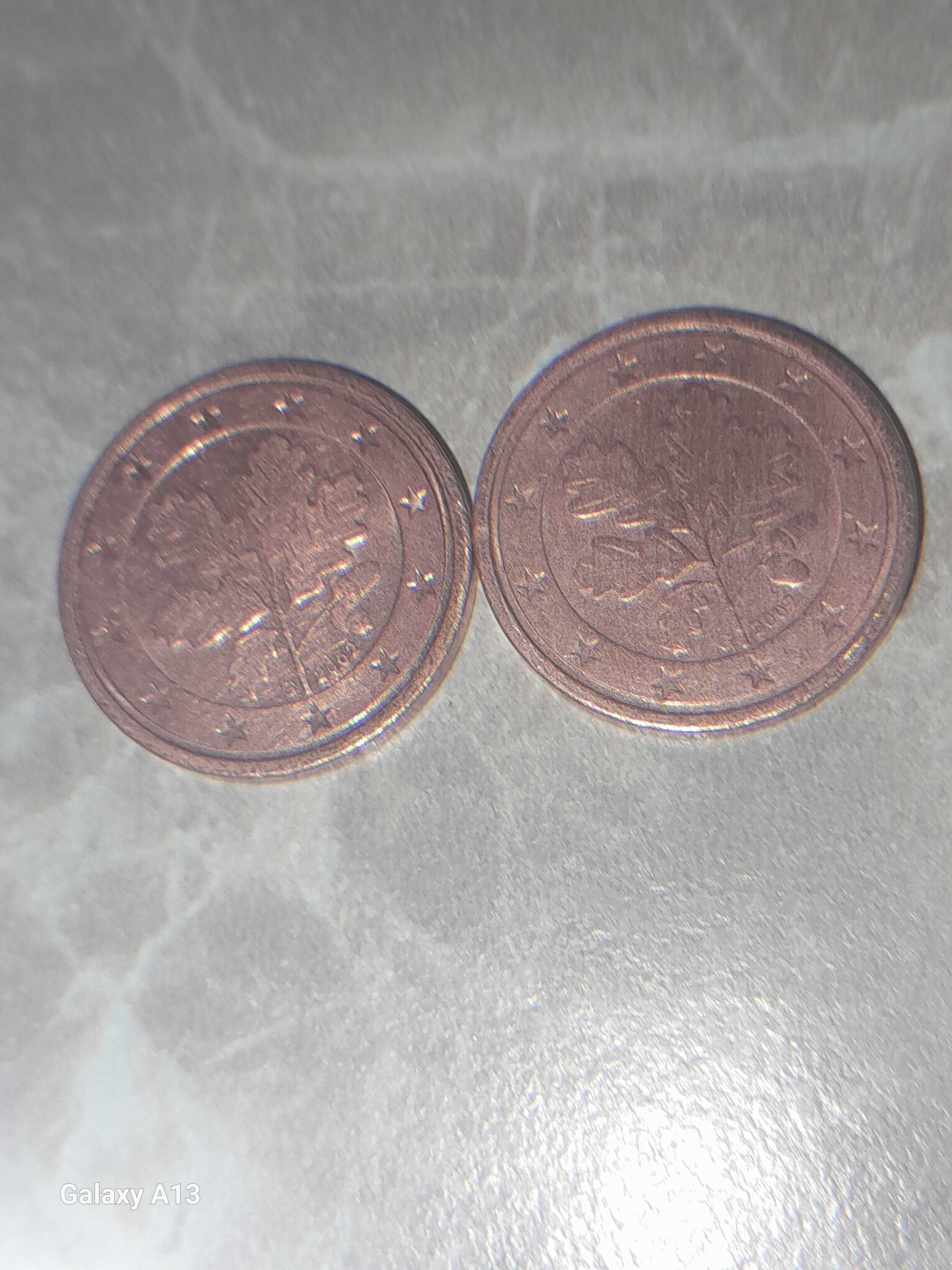 Moeda de 1 cêntimo alemã ano 2002 letra G 2 unidades