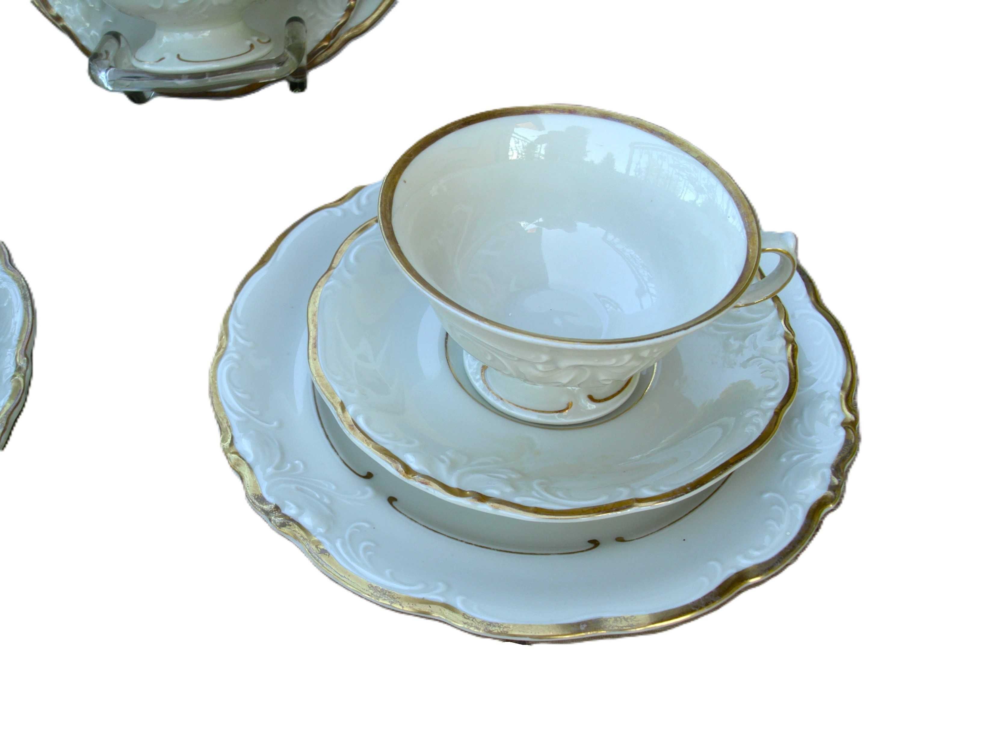 Trio KPM Wałbrzych kremowa porcelana