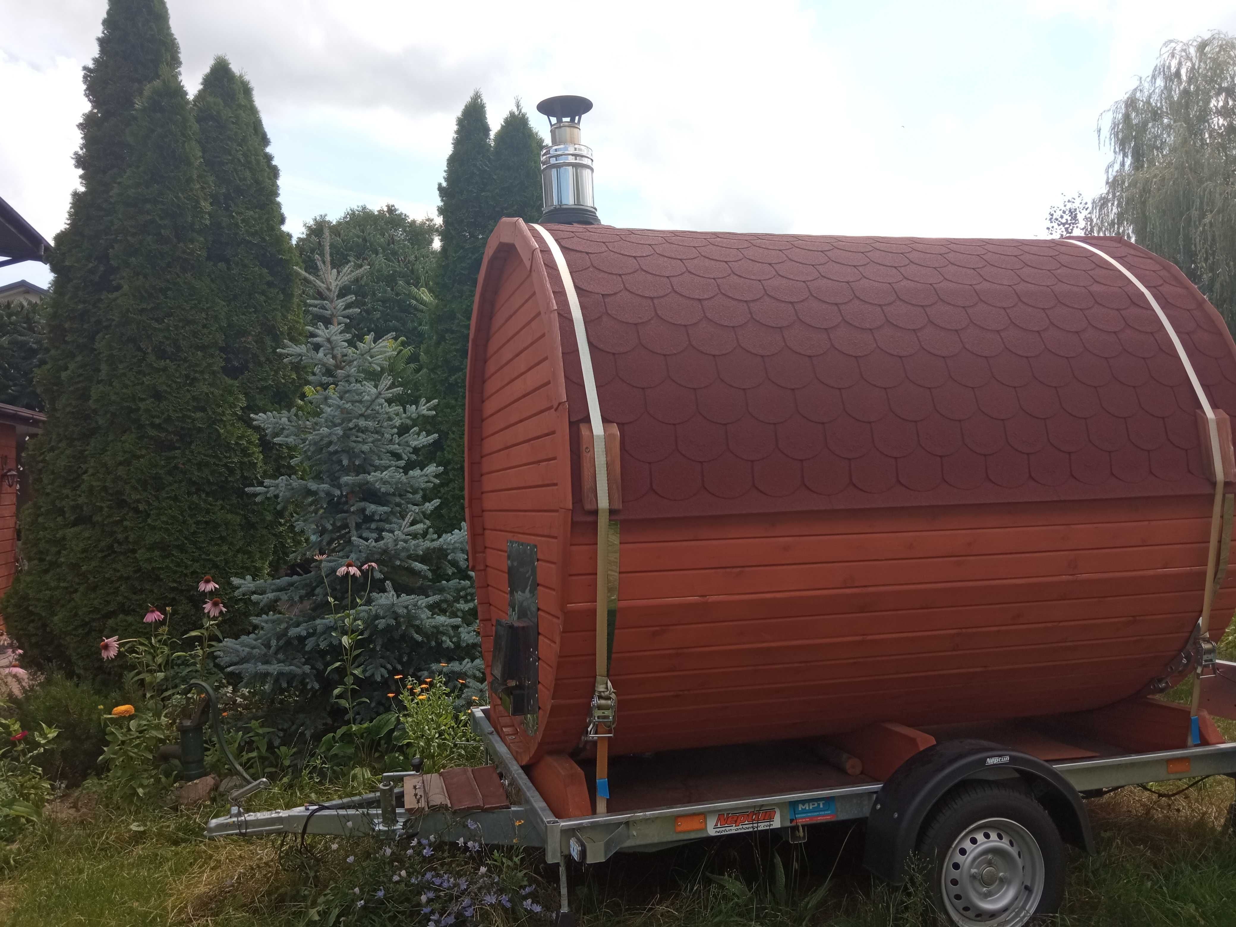 Sauna 2,5 metra ogrzewana piecem na drewno . Mobilna lub stacjonarna
