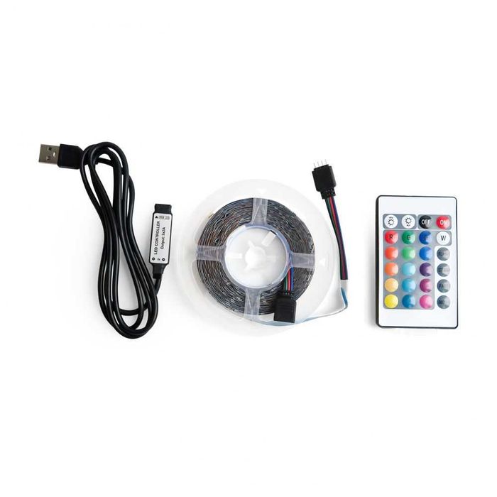 LED стрічка RGB 5V 3м з пультом — багатокольорова підсвітка від USB