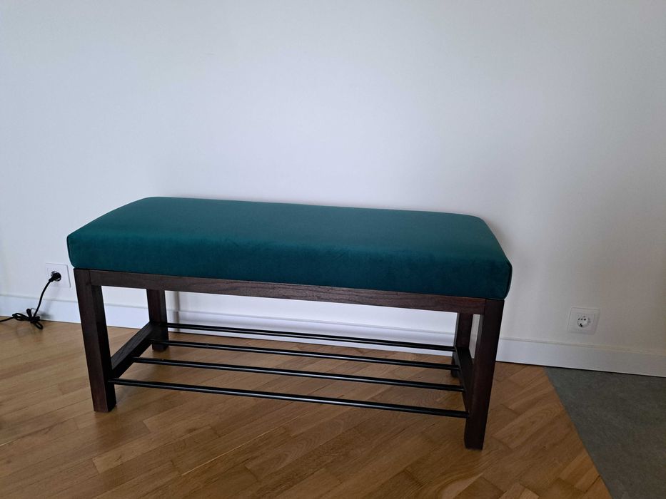 Ławka tapicerowana Emra Wood - turkusowa