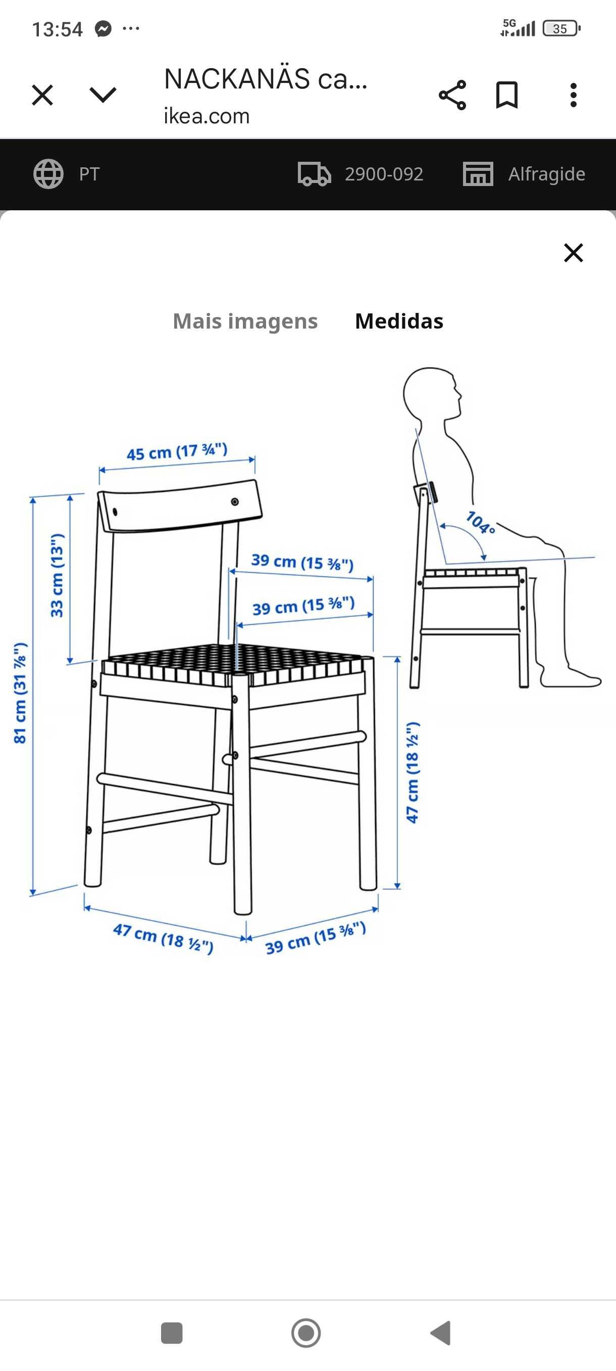 Conjunto de 4 cadeiras IKEA Nackanäs