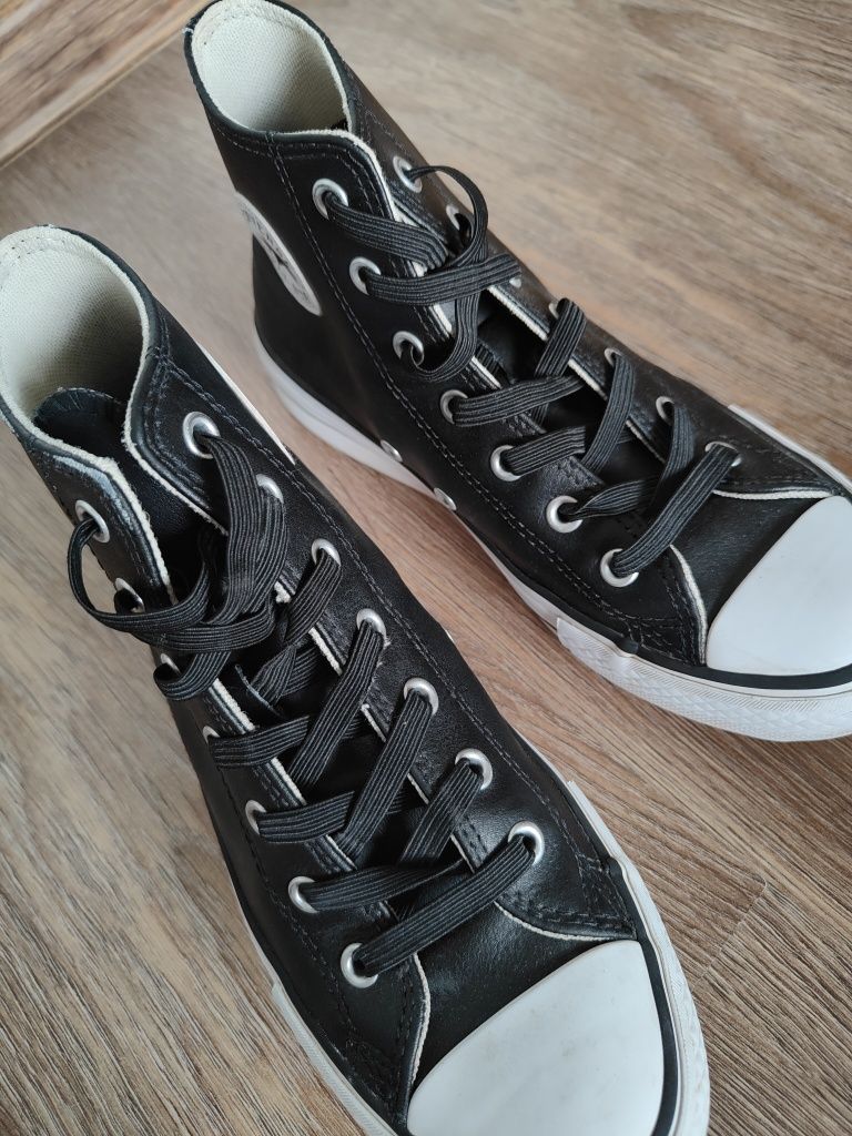 Czarne skórzane buty Converse Chuck Taylor all star skórzane trampki