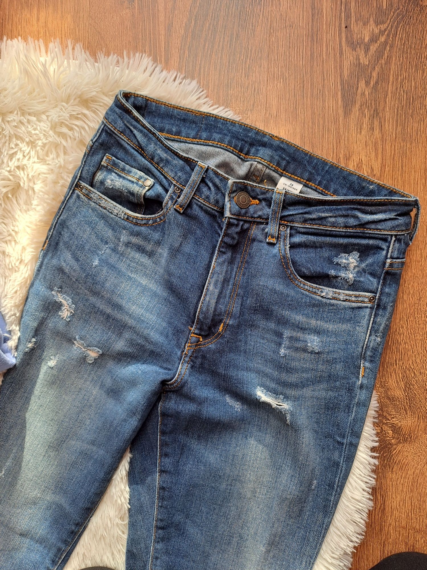Jeansowe Skinny High Waist | Rozmiar: S | Przetarcia i Dziury