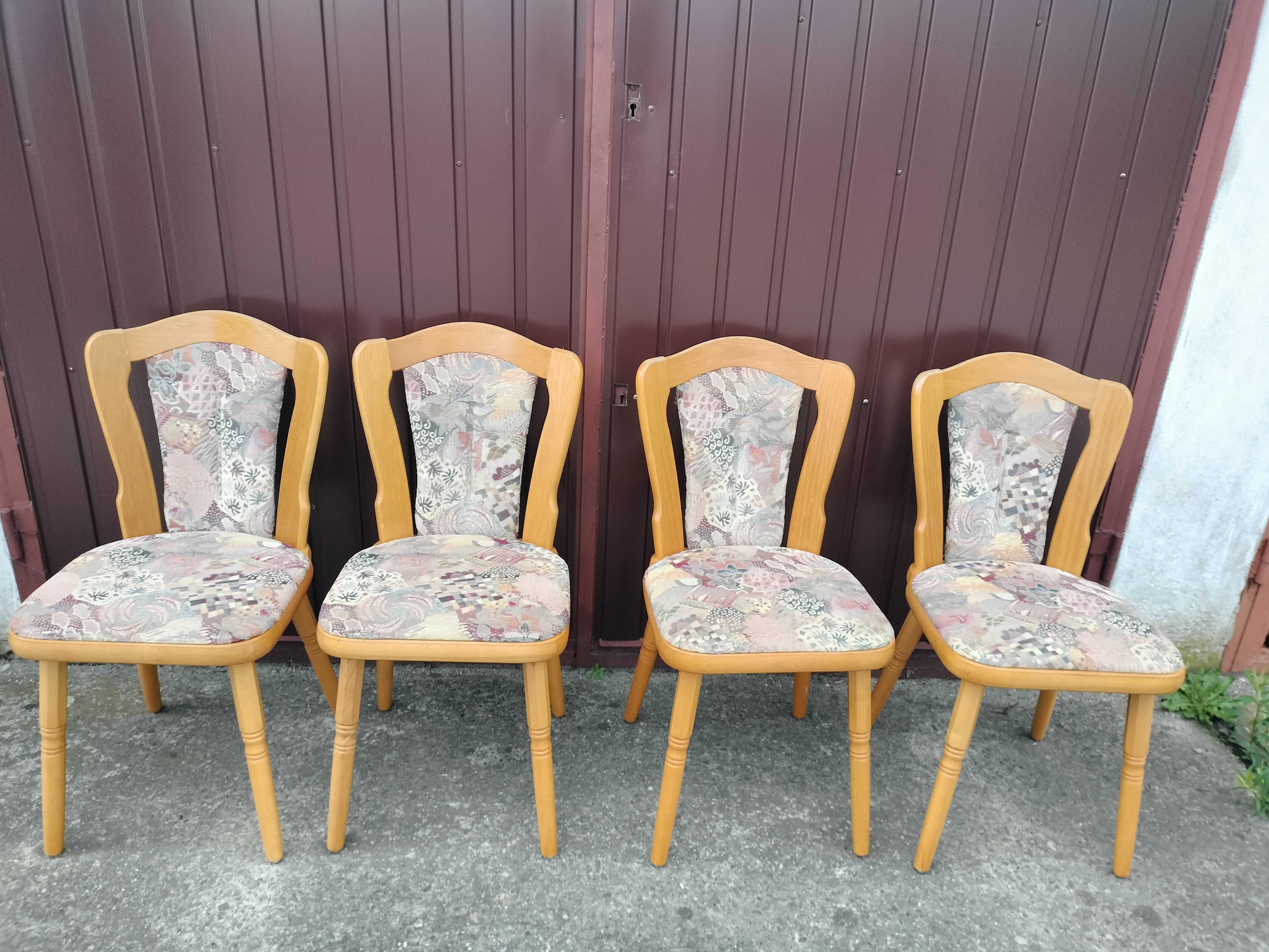 4 porządne drewniane krzesła dębowe