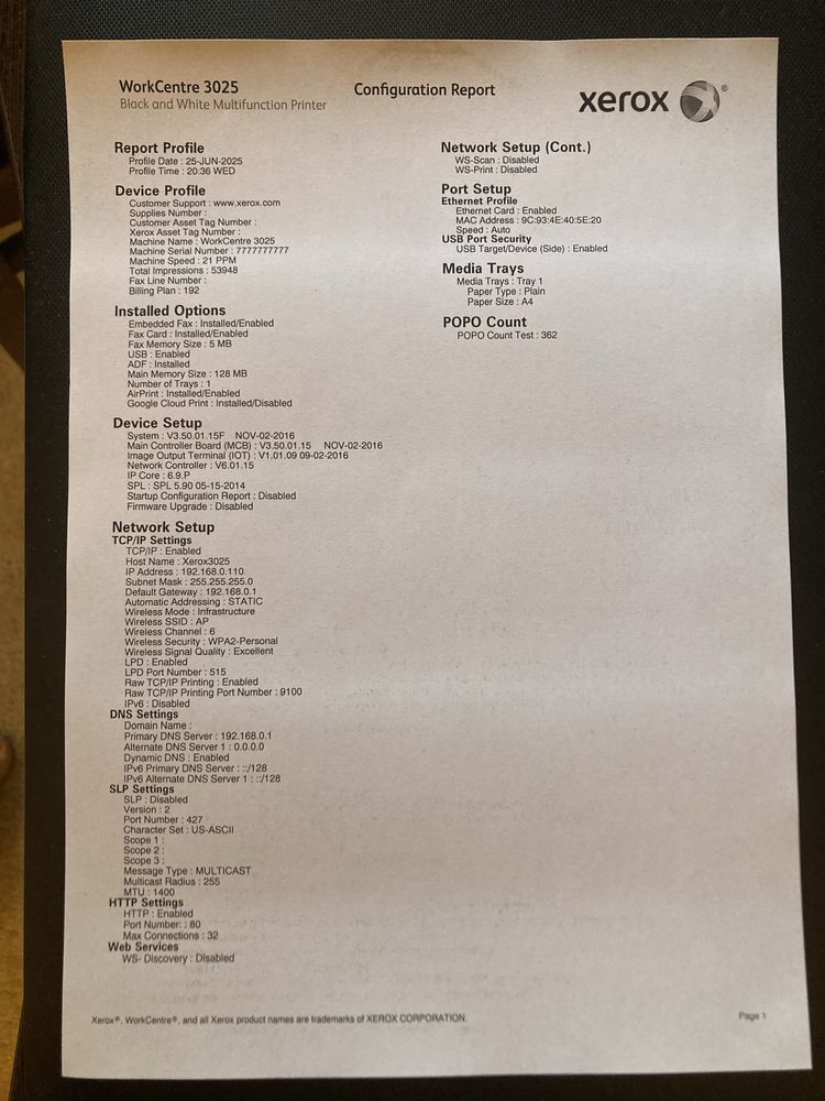 Лазерний БФП Xerox 3025 NI