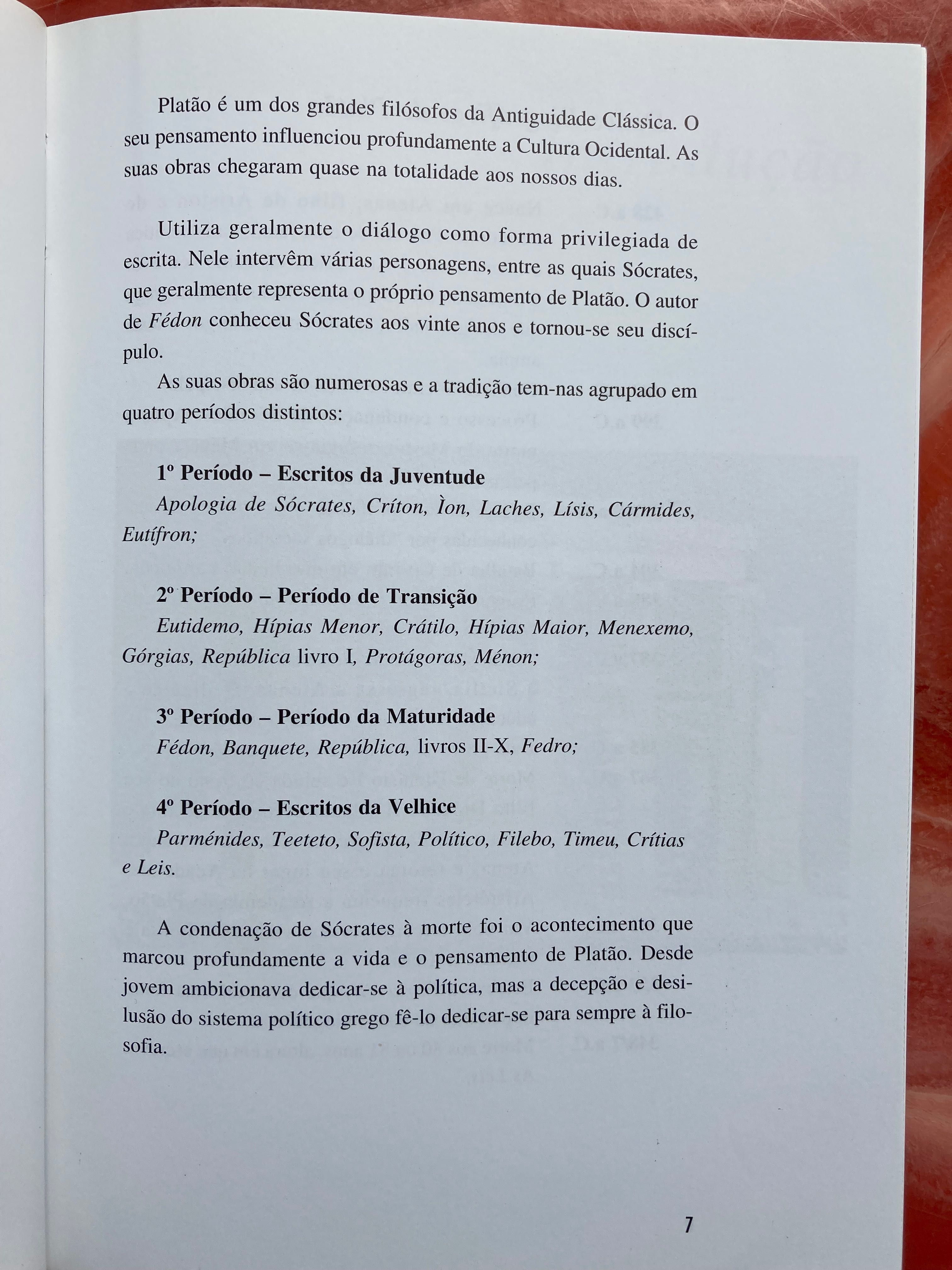 Platão - Fédon 12 ano livro resumo