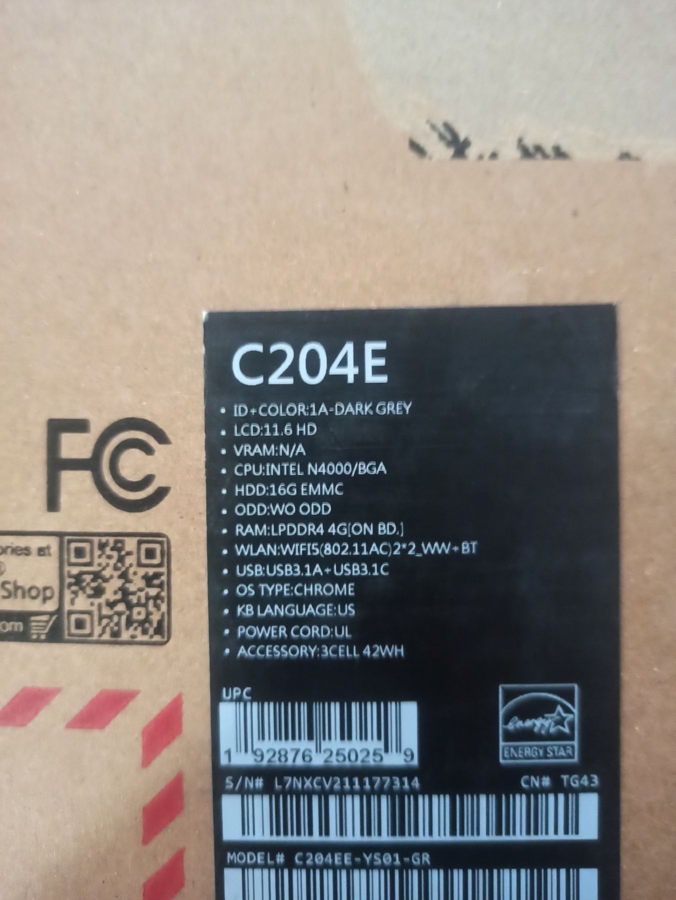 Chromebook Asus C204E 11,6 N4000 4gb DDR4 16gb ssd Play Market