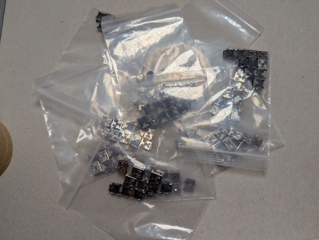 10 шт Гніздо mini USB 5pin, SMD монтажне на плату, USB-MINI-1