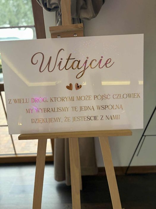 Tablica powitalna na salę weselną