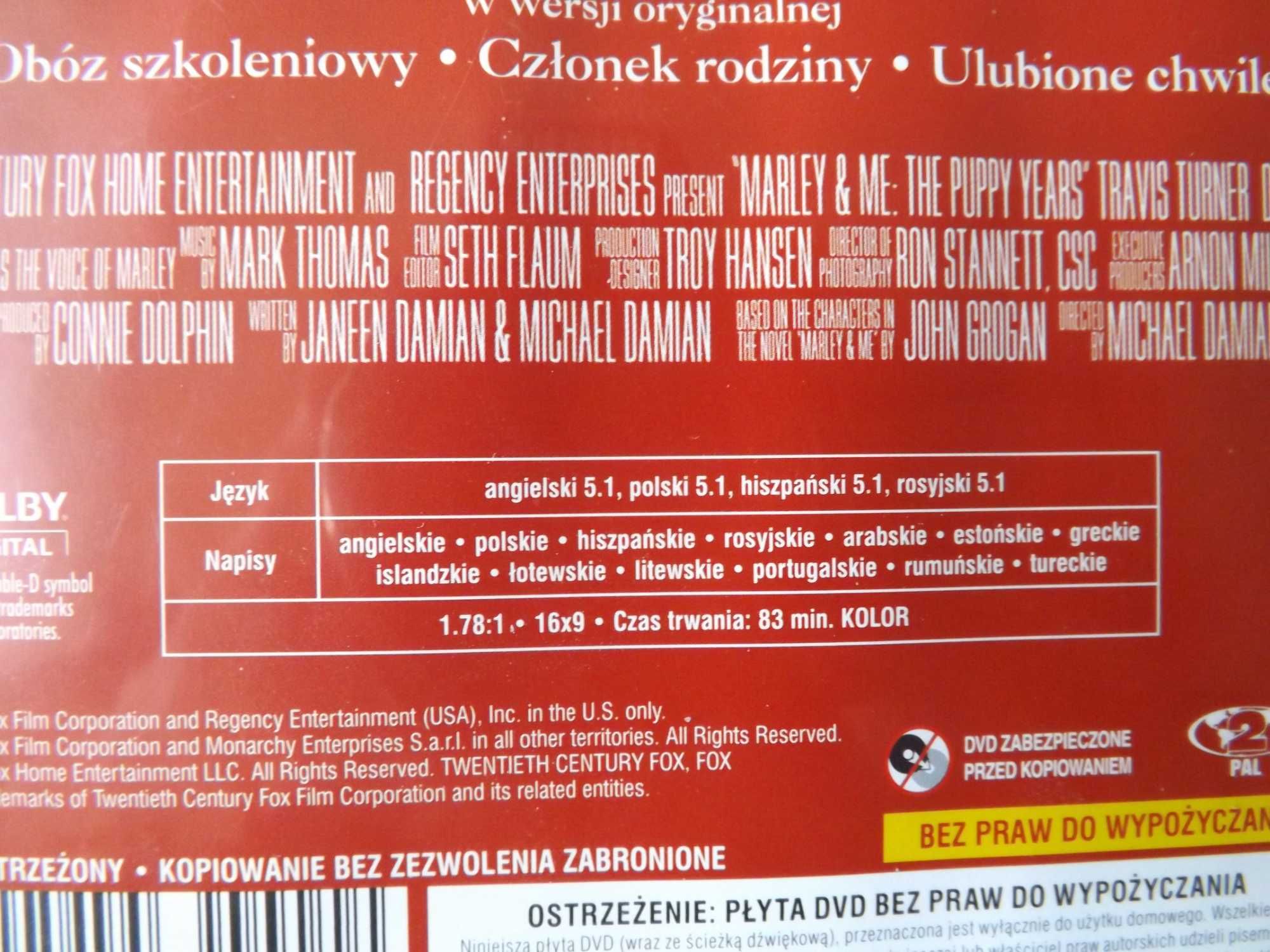 Marley i Ja i szczenięce lata dvd film