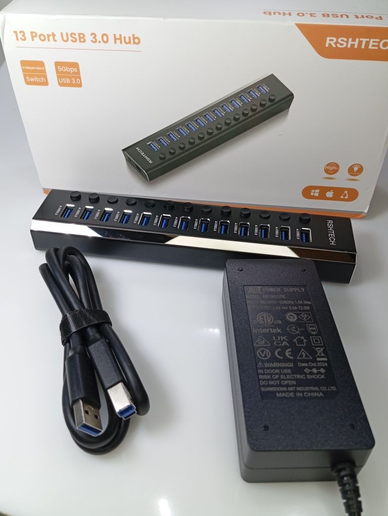 ‼️USB хаб RSHTECH USB 3.0 7/10/13/16 портів з блоком живлення hub‼️