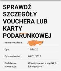 Cinema city bilet 2D kod voucher Cała Polska