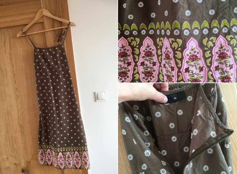 Sukienka stokrotki  boho na ramiączkach bawełna M/L