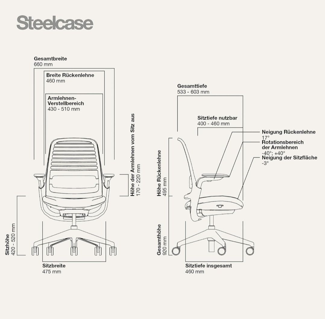 Steelcase Seria 1 Ergonomiczne krzesło biurowe z regulacją wysokości