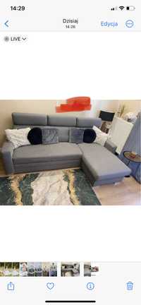 Duża kanapa rogówka bardzo wygodna, wypoczynek z funkcja spania
