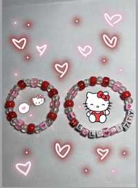 handmade zestaw dwoch bransoletek inspirowanych hello kitty