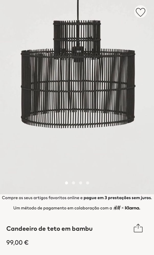 Candeeiro de teto em bambu preto H&M HOME