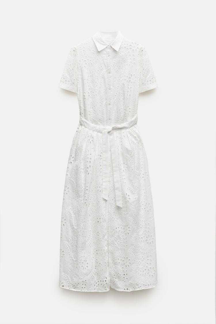 Zara nowa sukienka ażurowa z haftem bawełna S/36