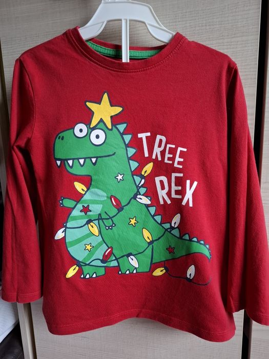 Koszulka świąteczna 116 dinozaur choinka bluzka