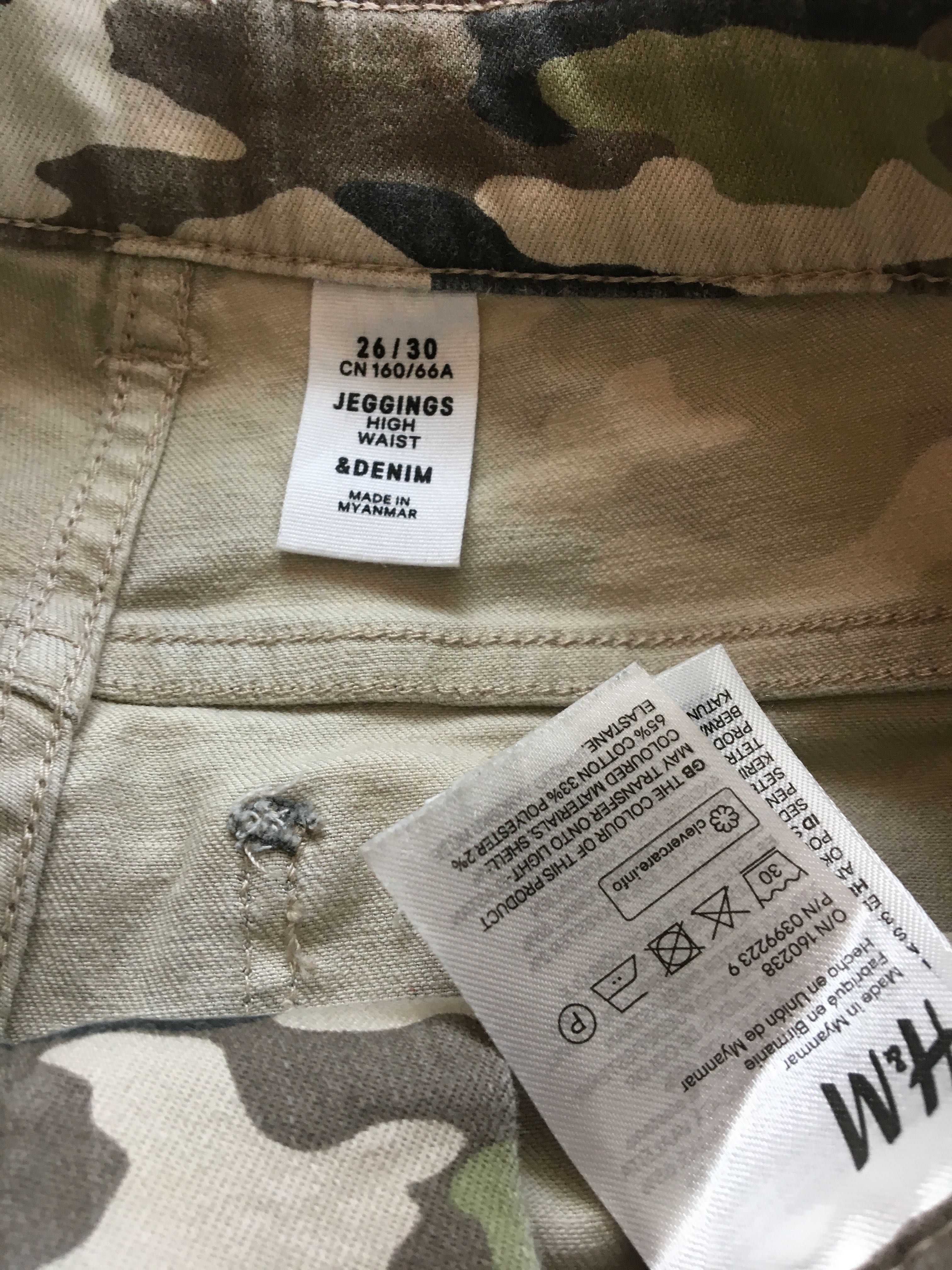 H&M 26/30, xs, Jegginsy z wysokim stanem, moro, elastyczne