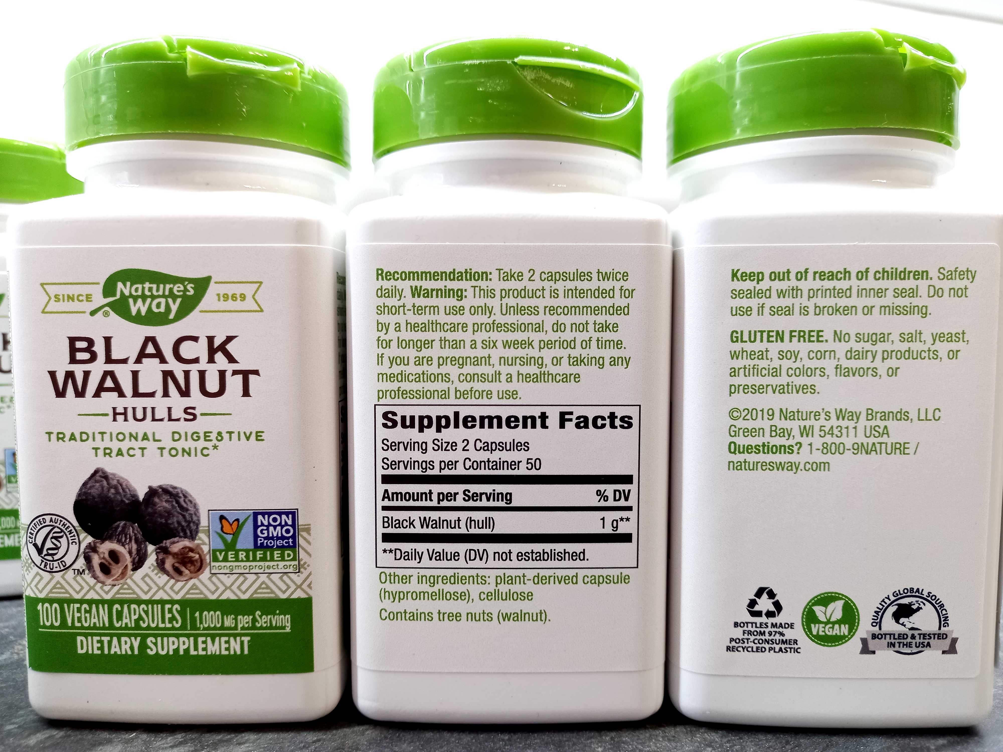 Natures Way, Black Walnut Hulls (100 капс.), черный орех, чорний горіх