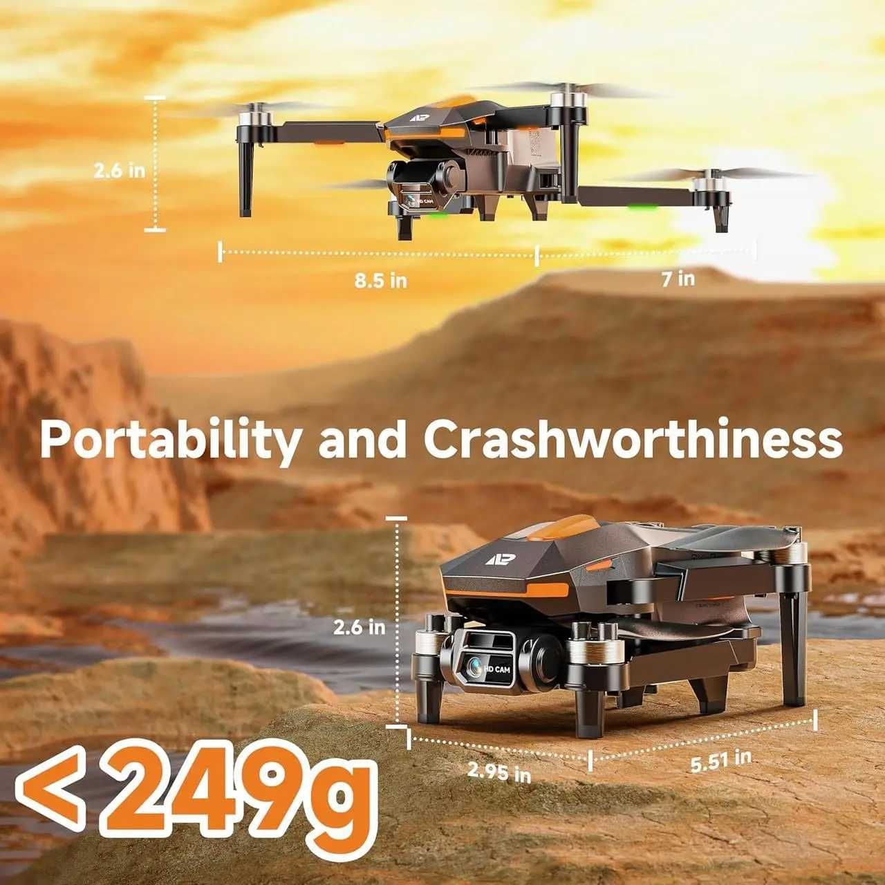 Дрон PLEGBLE PL-510 з камерою 1080P, 2 акумулятори, FPV, 360°