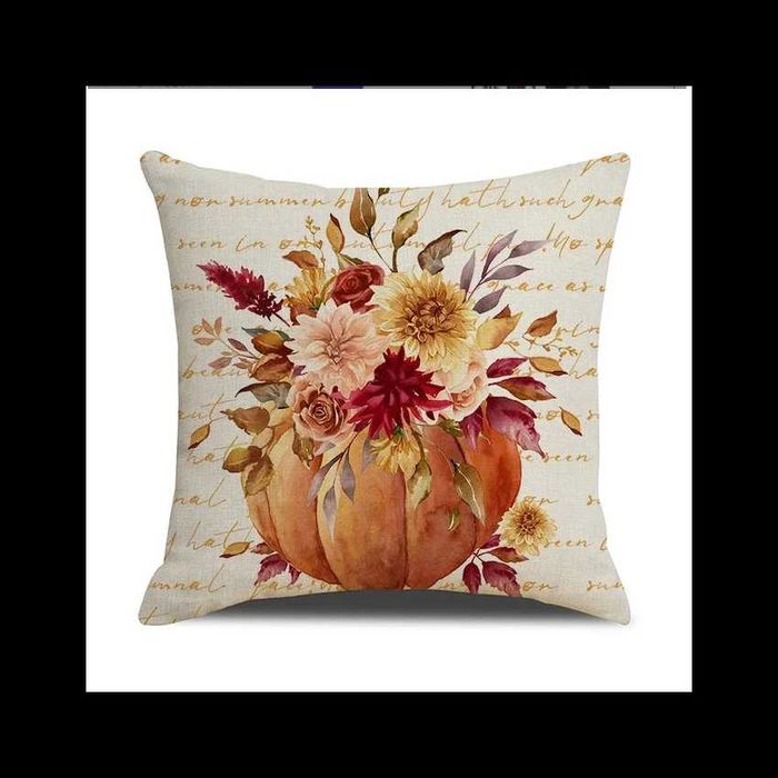 Poszewka dekoracyjna 45x45 Boho – Dynia z bukietem
