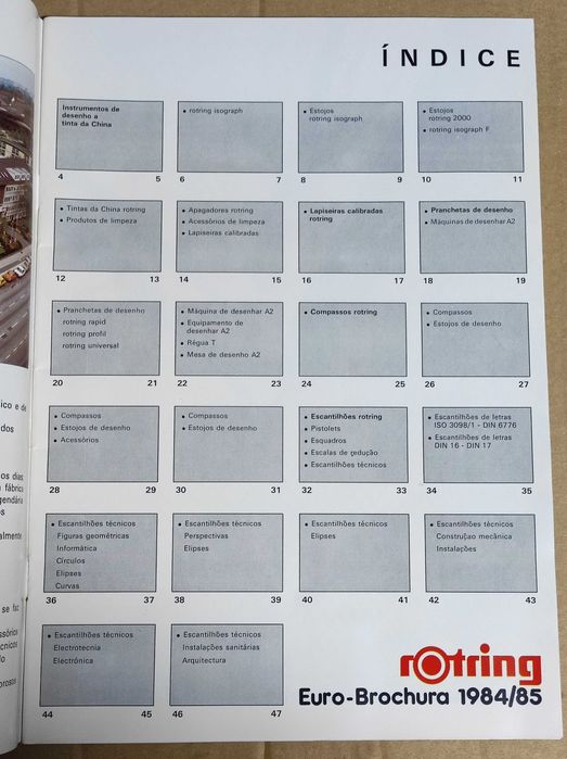 Catálogo antigo Rotring Euro Brochura 1984 / 1985 desenho técnico