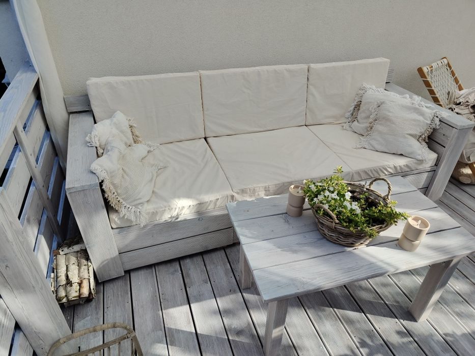 Meble ogrodowe tarasowe kanapa stolik