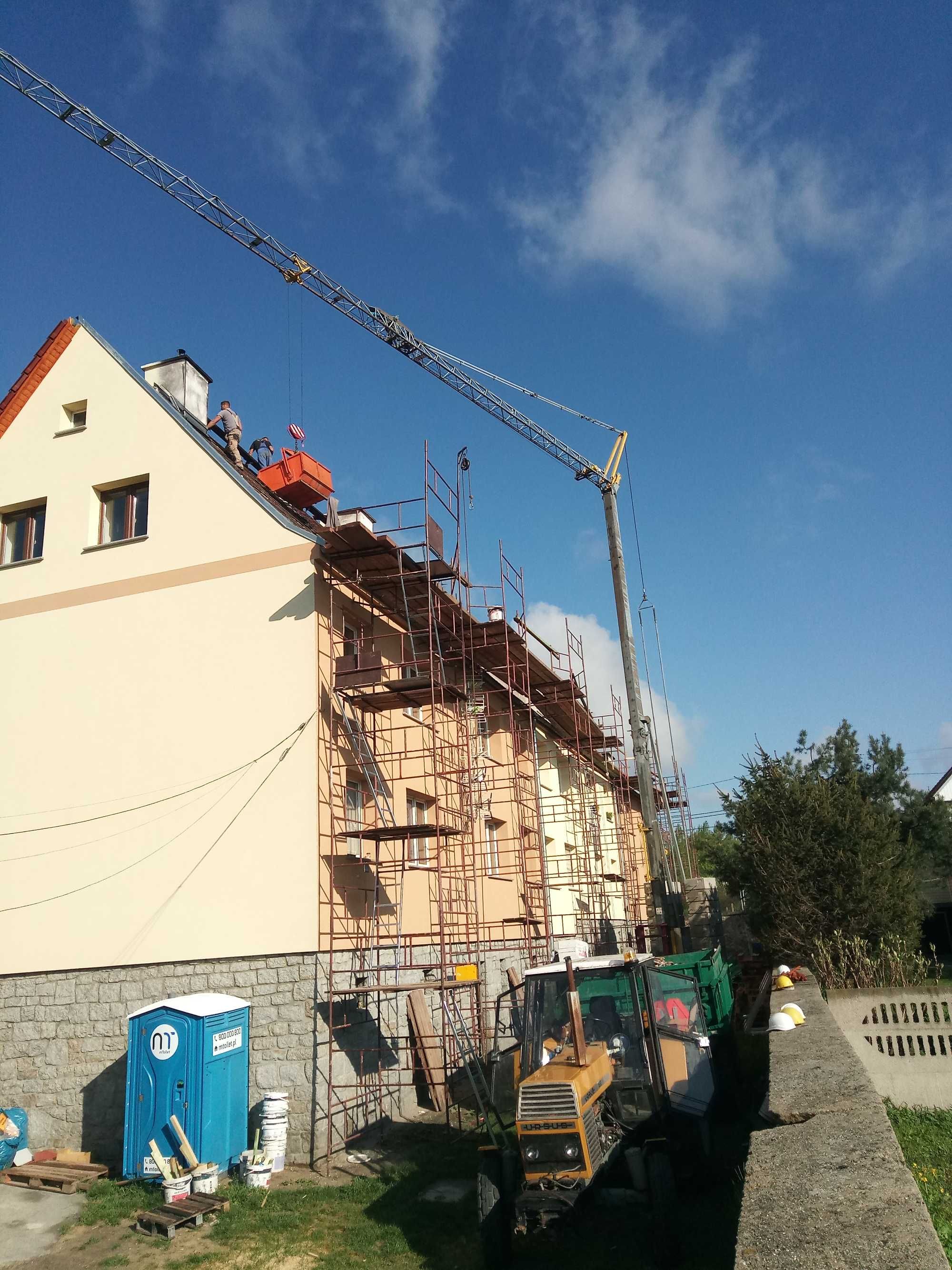 żuraw wieżowy dźwig dekarski ciesielski winda wynajem