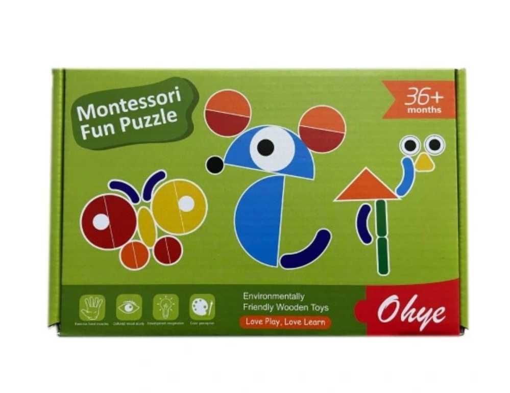 Drewniane Puzzle Gra Logiczna Układanka MONTESSORI