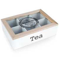 Drewniany pojemnik na herbatę ekspresową 6 przegródek organizer pudełk
