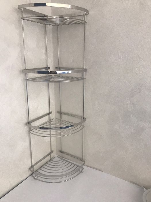 Кутова четвертна поличка для ванни 20x20 нержавіюча сталь