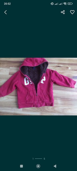 Bluza dresowa ocieplana GAP 110-116 z kapturem