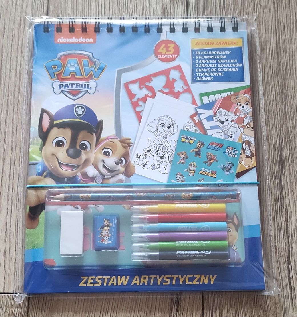 Zestaw artystyczny Psi Patrol 43 elementy kolorowanki flamastry nowy