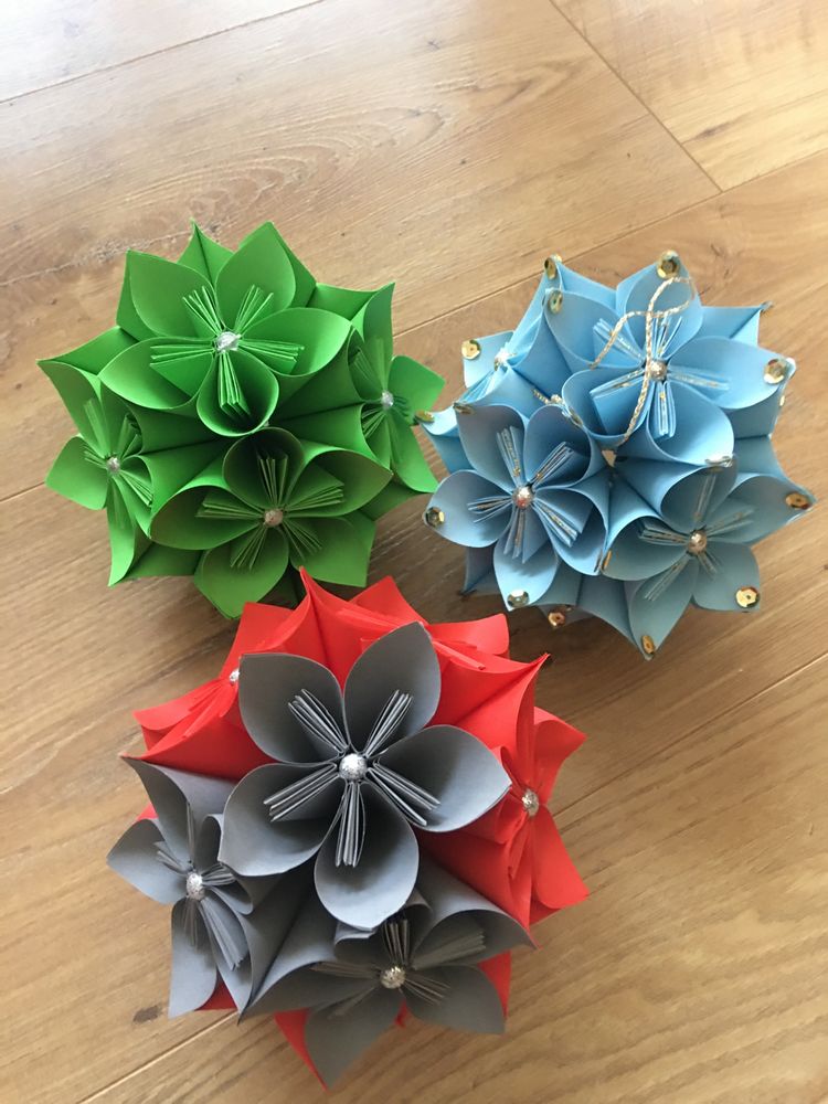 Ozdoba wielkanocna kusudama rękodzieło