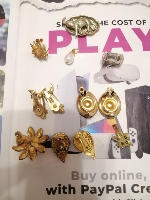 Клипсы-серьги винтажная брошь в виде розы с бантом, бижутерия.