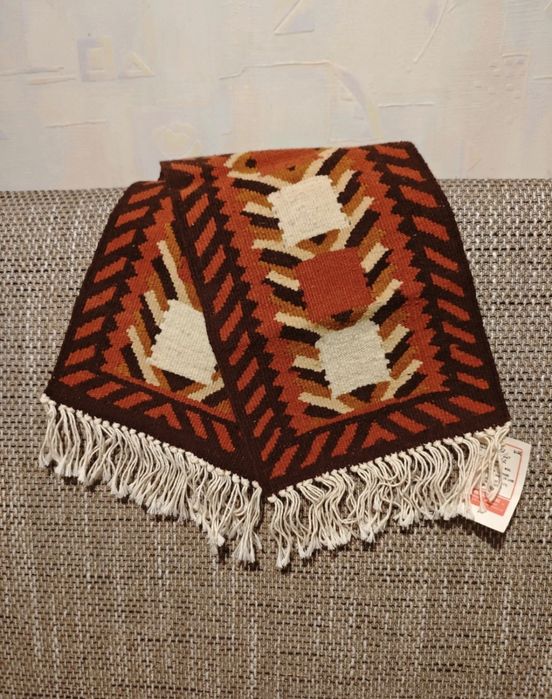 Ręcznie tkany wełniany kilim, Cepelia - lata 70/80, nowy z metką