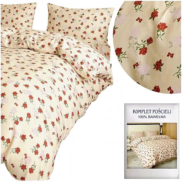 Pościel 200x220/3 części Satyna Bawełniana Aida Komplet 2x Poszewka