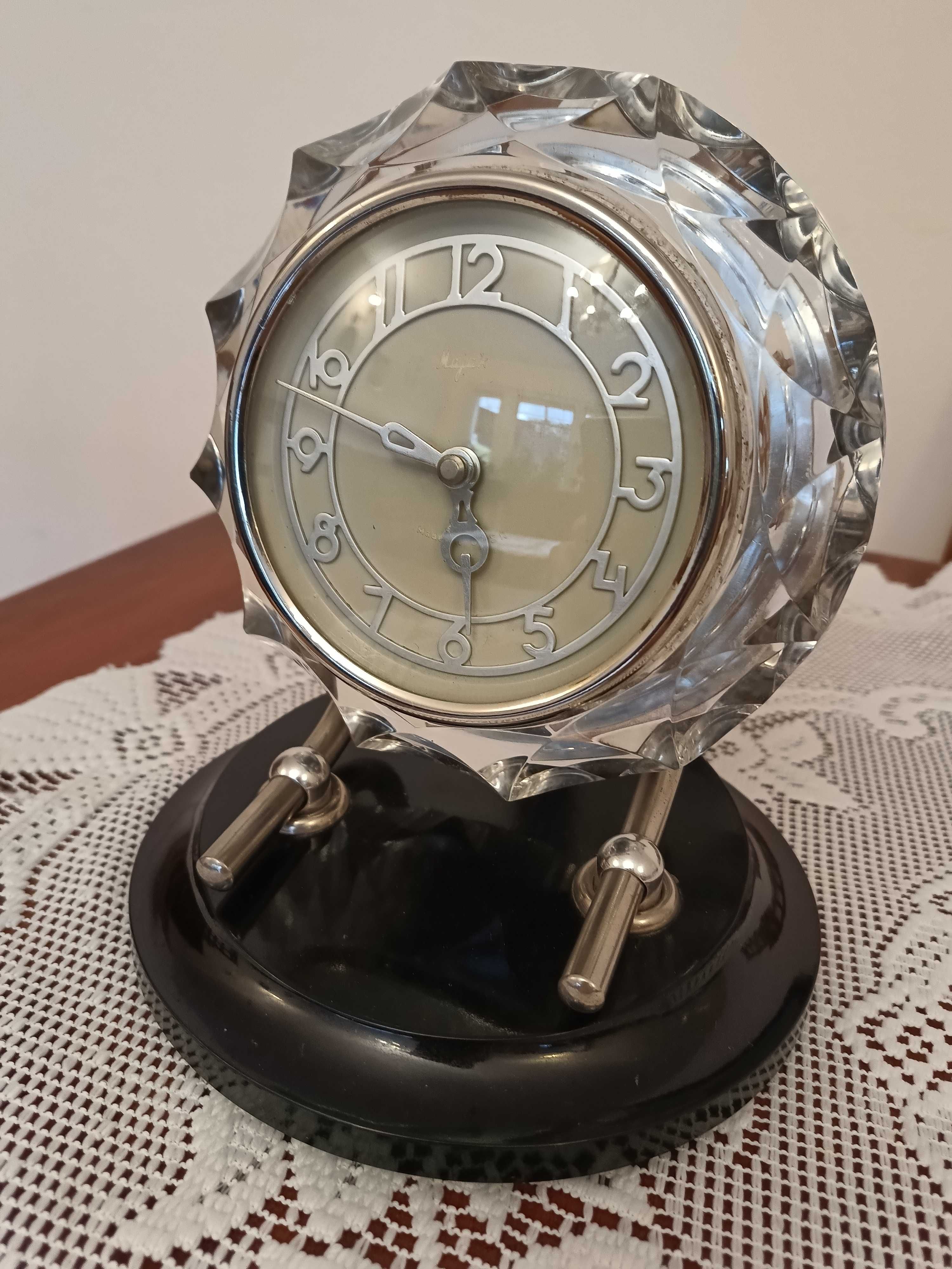 Zegar kominkowy kryształ PRL, unikatowy kolor tarczy