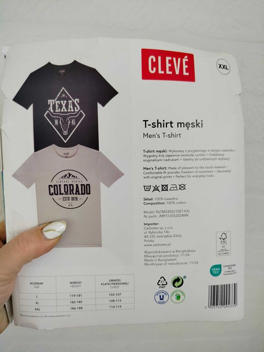 T-shirt 2szt 2-pak koszula koszulka męska krótki rękaw rozmiar XXL