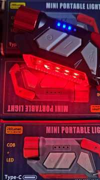 Mini led фонарь, карабін, червоне світло