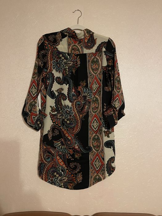 Tunika z paskiem sukienka długi rękaw kolorowa Boohoo rozmiar 36