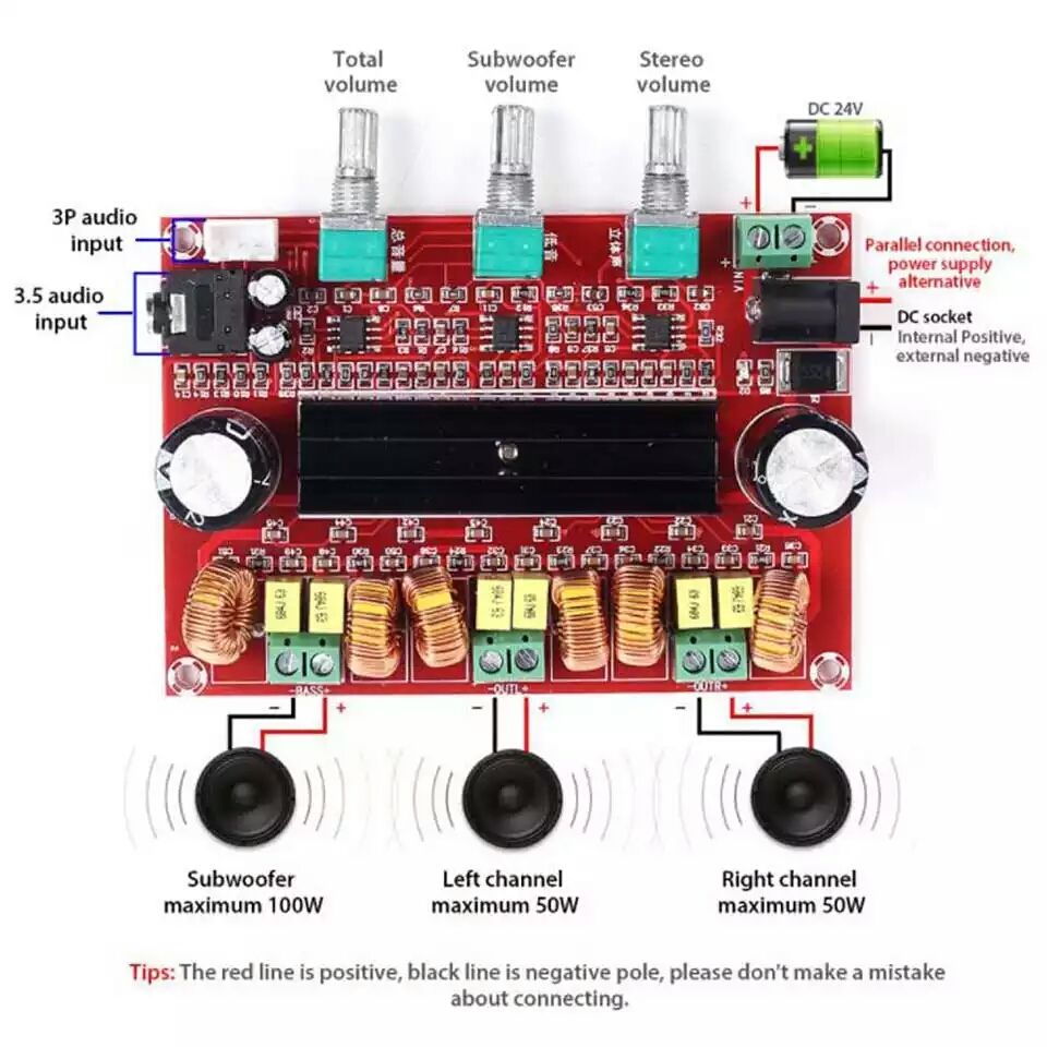 цифровой аудио усилитель XH-HM139 TPA3116 2*50 Вт.+сабвуфер 100Вт. саб