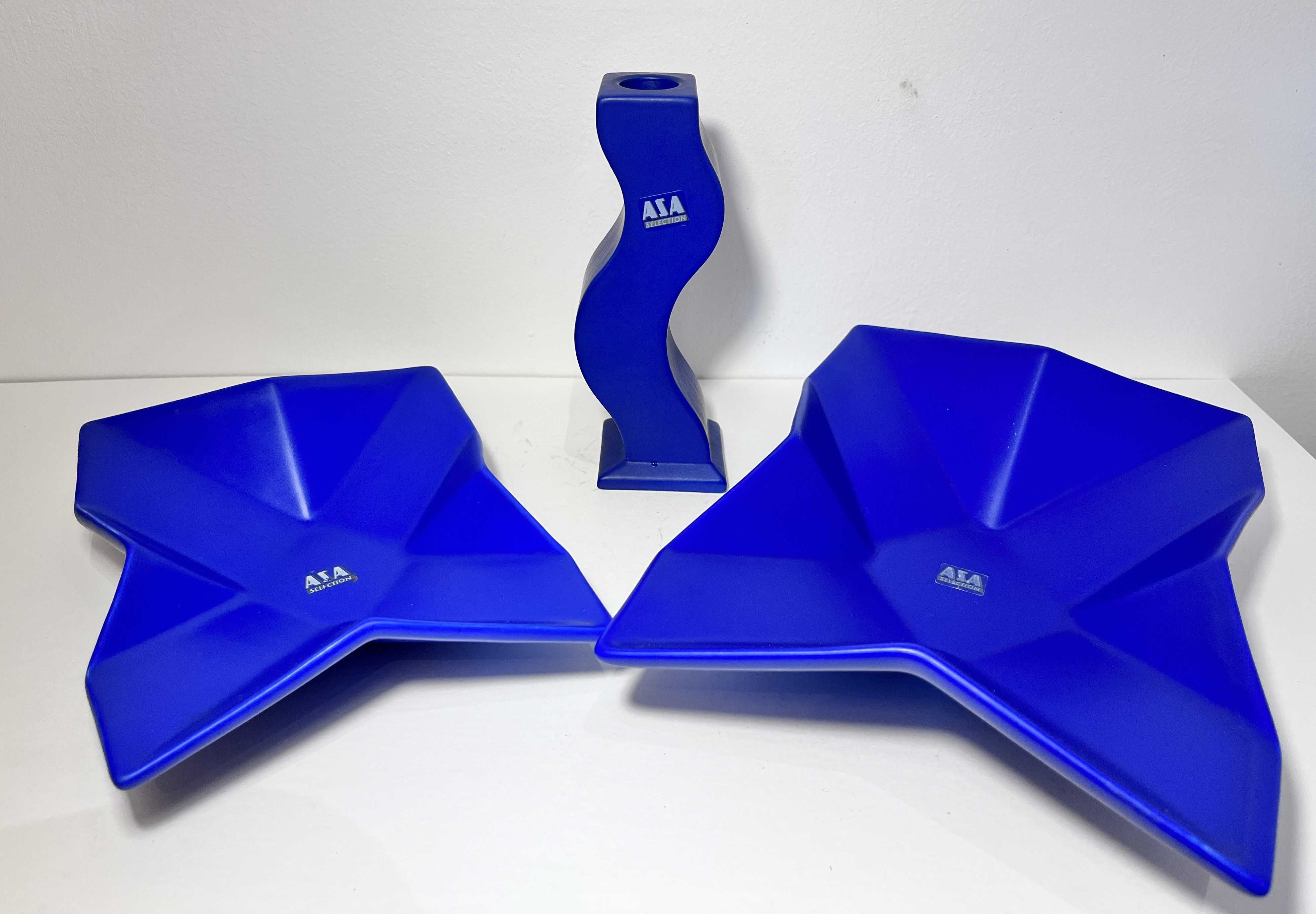Ceramika 2x Patera i świecznik- ASA "Origami" lata 80 Niemcy